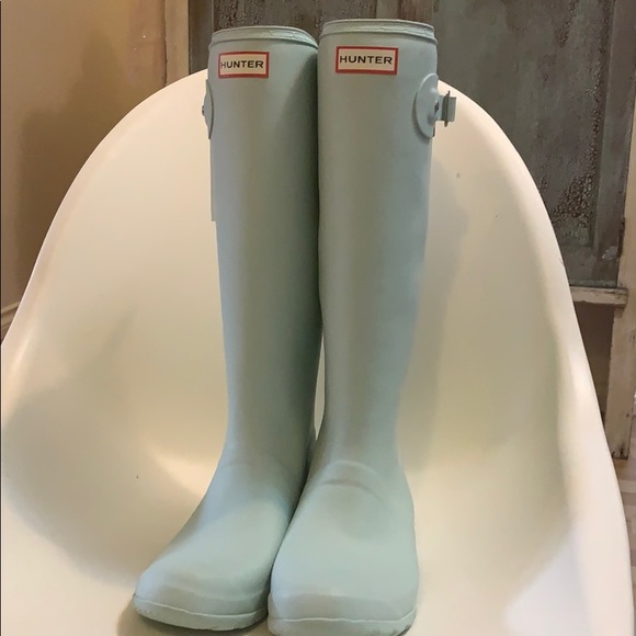Hunter boots tall pale mint sz 9 - Picture 2 of 6